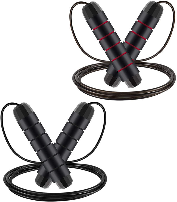 2 Stück Springseil, Speed Rope Springseil mit Kugellagern, Länge Einstellbar, Jump Rope mit Rutschfesten Handgriffe, Seilspringen für Fitness