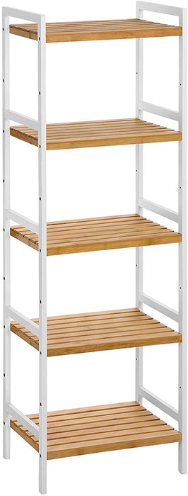 Bambus Regal, Küchenregal, Badregal, Bücherregal, Standregal mit 5 Ablagen, 45 x 31,5 x 142 cm ideal für Bad, Küche, Wohnzimmer, Schlafzimmer, Balkon