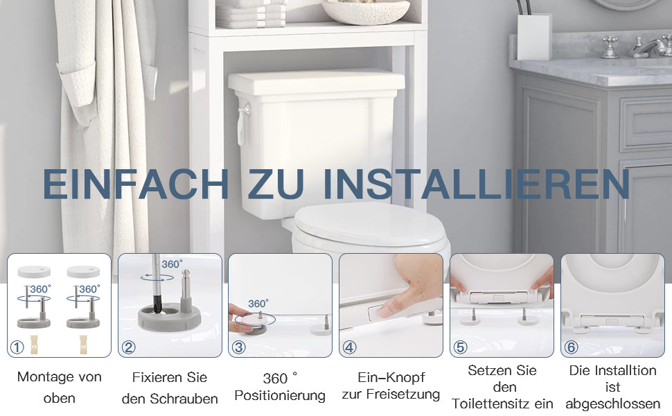 WC Sitz Family, Himimi Familien Toilettendeckel mit Magnetisch zu Befestigenden Kindersitz, Absenkautomatik, Verstellbares Scharnier, Quick-Release