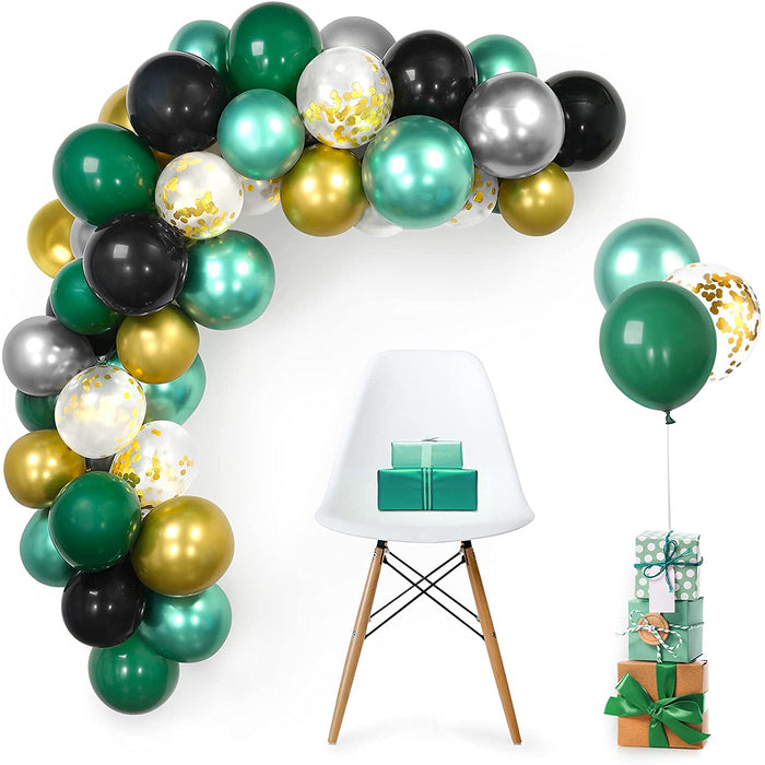 60 Stück 12 Zoll Latex Ballons Grün Metallic Luftballons Konfetti Garland Arch Kit Blau für Geburtstag Hochzeit Gold Party Dekorationen