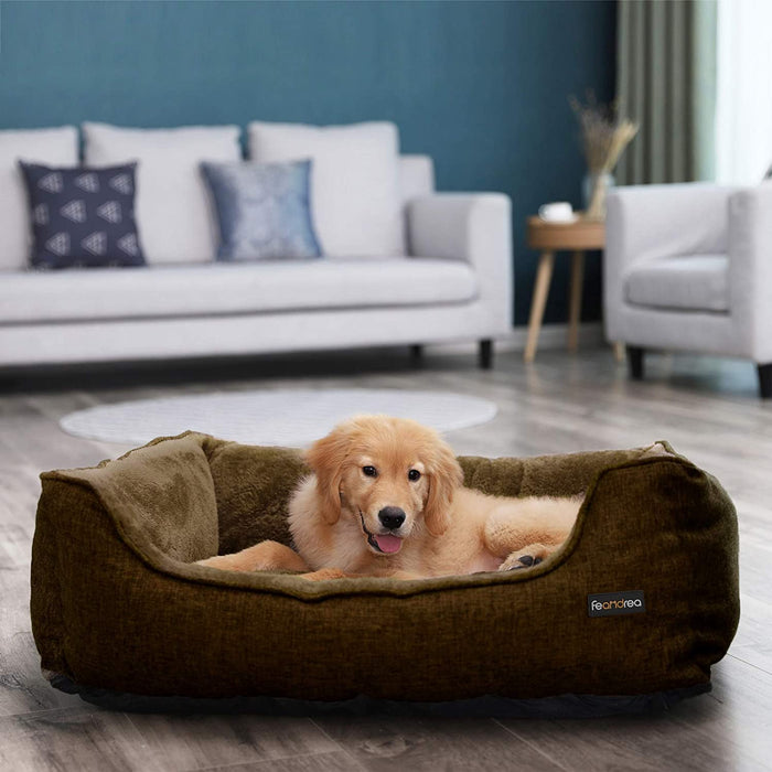 Hundebett, Bezug abnehmbar, Hundesofa, 70 x 55 x 21 cm, braun