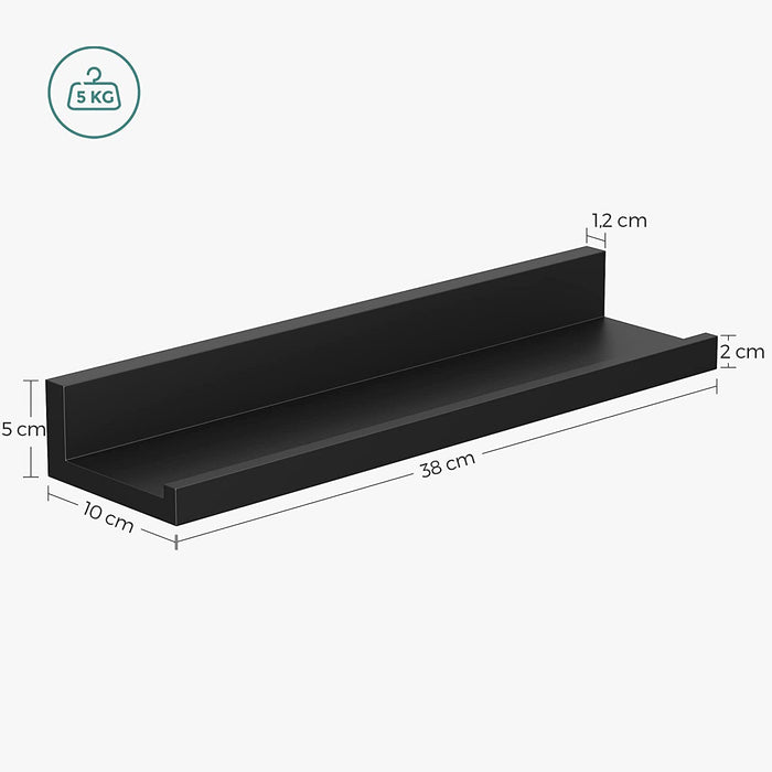 Wandregale, 3er Set, Schweberegale, Hochglanzoberfläche, für Fotorahmen und Bücher, 38 x 10 cm, Moderne Regale, schwarz