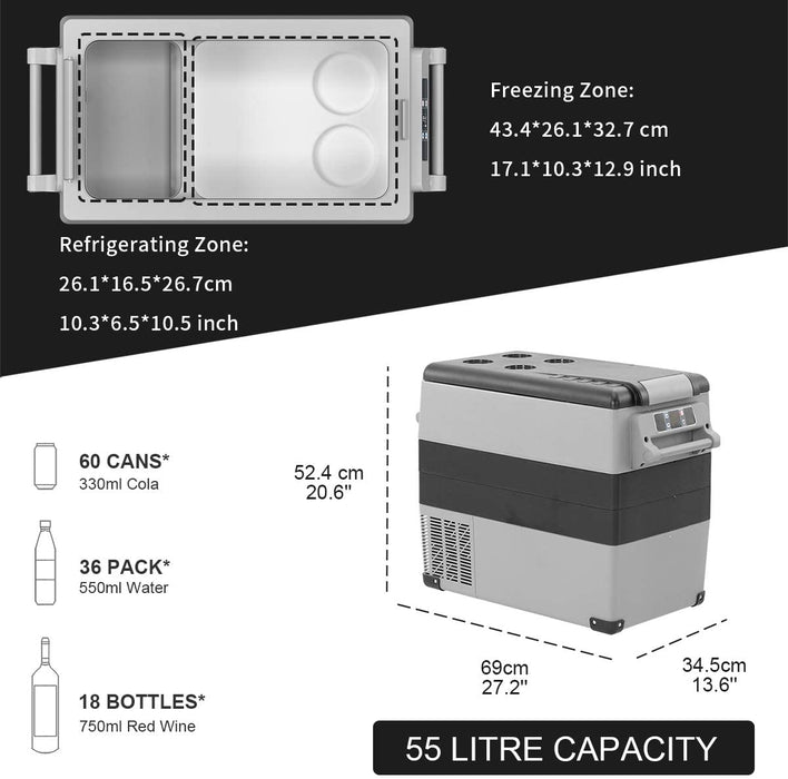 Alpicool CF55 55 Liter Kühlbox 12V tragbarer Mini-Kühlschrank elektrische Gefrierbox klein Gefrierschrank für Auto camping, Lkw, Boot und Steckdose