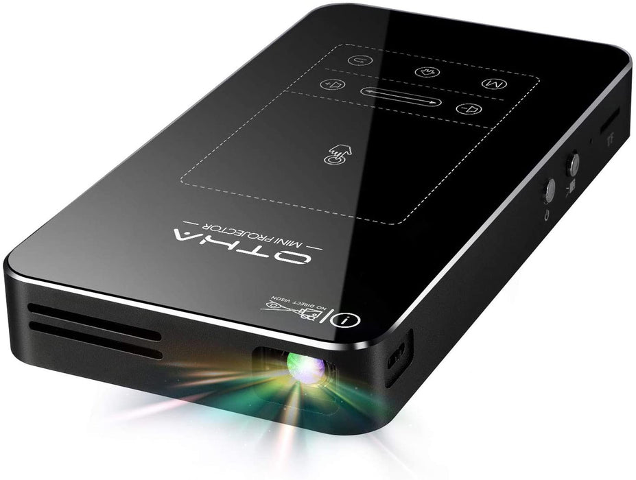 Mini Beamer, Android 7.1 Tragbarer DLP Projektor mit Touchpad Auto Keystone-Korrektur HDMI Wireless Home Theater Projektoren