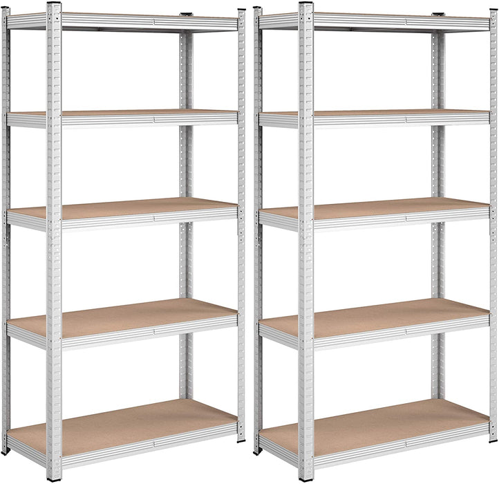 Schwerlastregale, 2er Set, Kellerregale, Lagerregale, 180 x 90 x 40 cm, Steckregale, jeweils bis 875 kg belastbar und 5 verstellbare Ablagen verstärkt