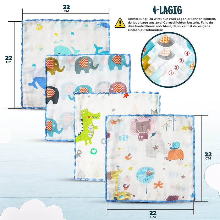 Baby Musselin Waschlappen aus Baumwolle 18 Stück, Kinderservietten, Baby Handtücher Set für Neugeborene, Weiche Baby Gesichtstücher und Badetuch