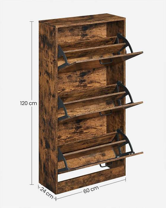 Schuhschrank mit 3 Klappen, Schuhregal mit 3 Ebenen, Aufbewahrungsschrank, perfekt für schmale Flure, Wohnzimmer, Schlafzimmer