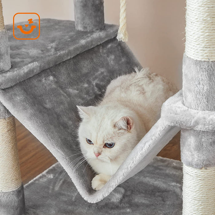 Kratzbaum, hoch, XL-Katzenbaum, 206 cm, hellgrau