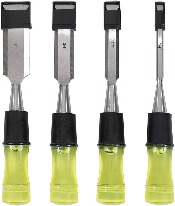 4-teiliges Holzmeißel Set, Stechbeitel aus CRV-Stahl,6/12/19/25.4mm