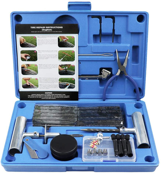 Reifen Reparaturset, Heavy Duty Reifenreparaturset Auto- 67 Stück Set für Motorrad, ATV, Jeep, LKW, Traktor Flat Reparatur Set