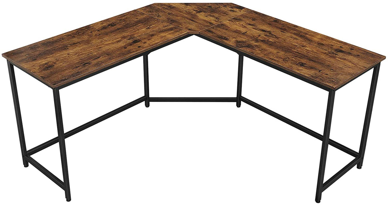 Eckschreibtisch, L-förmiger Computertisch, Bürotisch, Arbeitszimmer, Homeoffice, Gaming, platzsparend, einfache Montage, Industrie-Design vintagebraun