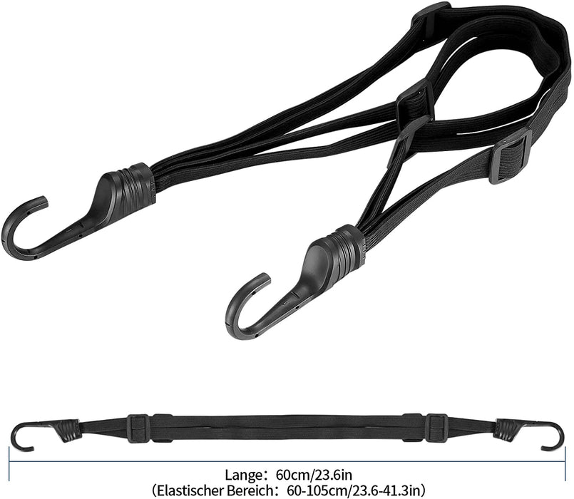 3 Stück Spanngurte, Expander mit Haken, Zurrgurte mit Haken, Gepäckspanner Kurz mit 4 Schiebeschnallen, Gepäckträger für Motorrad, Fahrrad (60-105 cm)