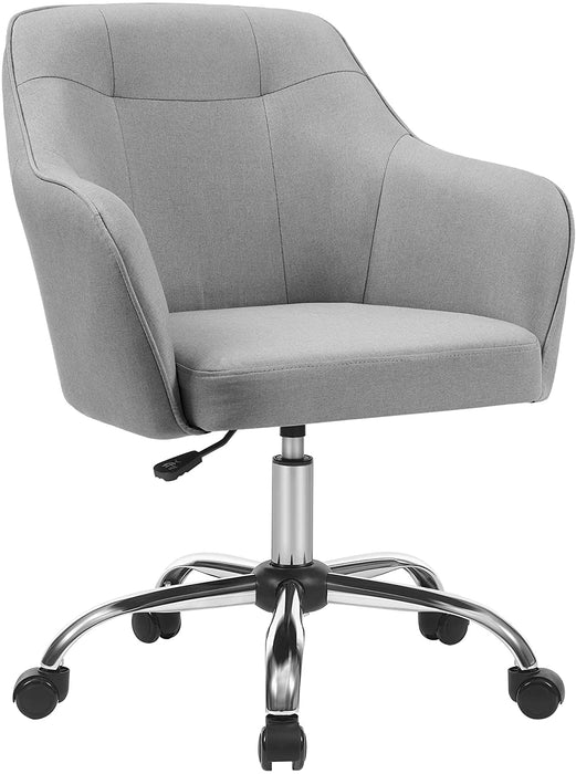 Bürostuhl, bequemer Schreibtischstuhl, höhenverstellbarer Computerstuhl, bis 120 kg belastbar, Stahlgestell, Leinenimitat, Homeoffice, Büro, hellgrau