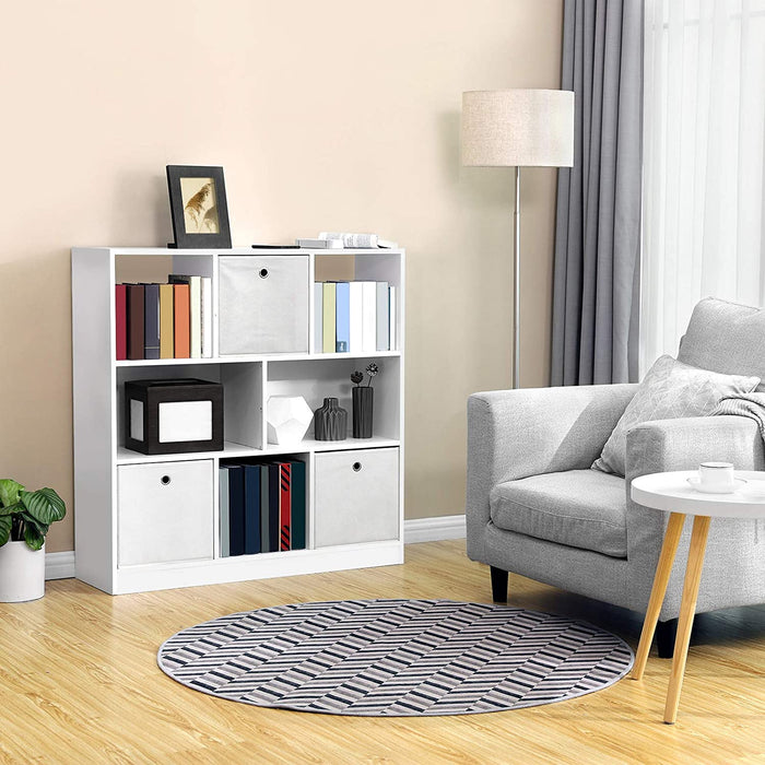 Bücherregal, Würfelregal, Standregal, mit offenen Fächern, für Wohnzimmer, Arbeitszimmer, Kinderzimmer, Büro, als Raumteiler, 97,5 x 30 x 100 cm weiß