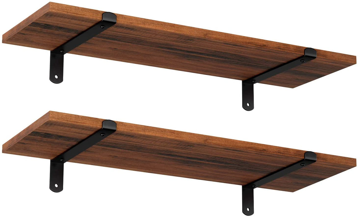 Wandregal, 2er Set, 60 x 20 x 7 cm, Schweberegal, dekorative Regale, Vintage, Holzoptik, für Schlafzimmer, Wohnzimmer, Küche, Flur