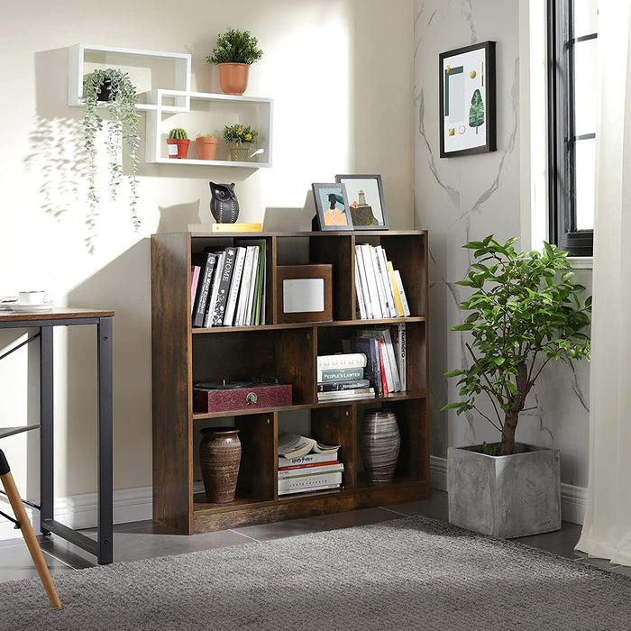 Bücherregal, Würfelregal, Standregal, mit offenen Fächern, für Wohnzimmer, Arbeitszimmer, Kinderzimmer, Büro, als Raumteiler, 97,5 x 30 x 100 cm