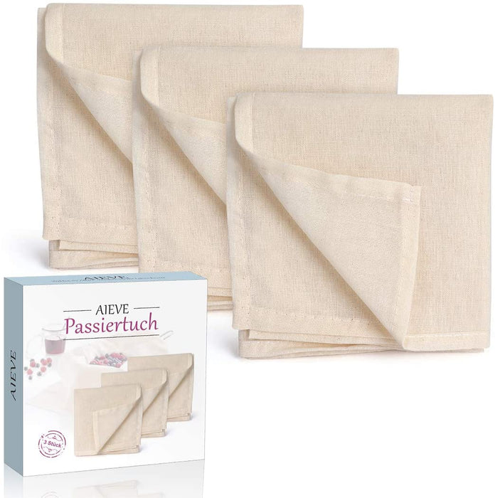 3 Stück Passiertuch Käsetuch Filtertuch Siebtuch Filter Tuch Tücher Set für Käse Beeren Nussmilch Suppe Obstsaft Joghurt Filtern Käseherstellung