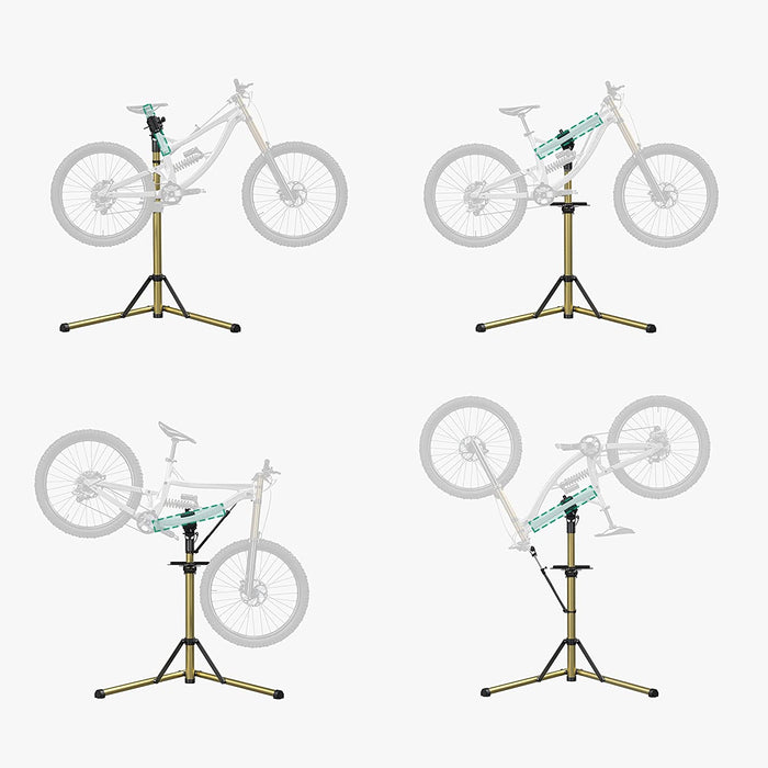 Fahrradmontageständer, Aluminium Montageständer für Fahrräder, Reparaturständer mit magnetischer Werkzeugschale, Reparaturset, höhenverstellbar