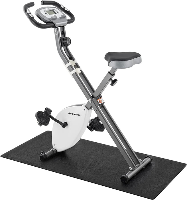 Heimtrainer, Fitnessbike, zusammenklappbares Fitnessfahrrad, 8 magnetische Widerstandseinstellungen, mit Bodenmatte, Pulsmessung, Handyhalterung