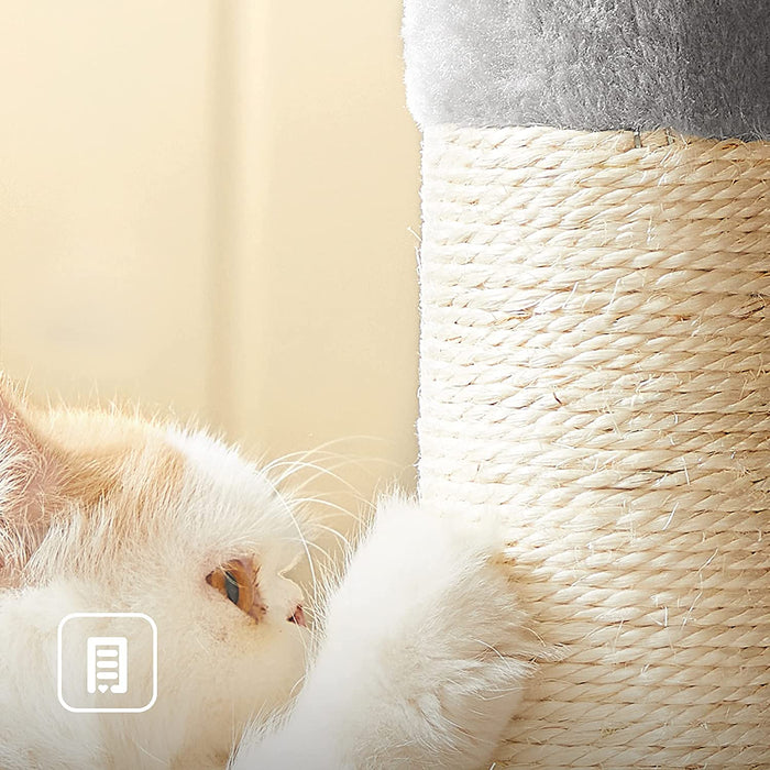 Kratzbaum mit Großer Plattform und 2 Plüschhöhlen Spielhaus, Kletterbaum für Katzen HellGrau