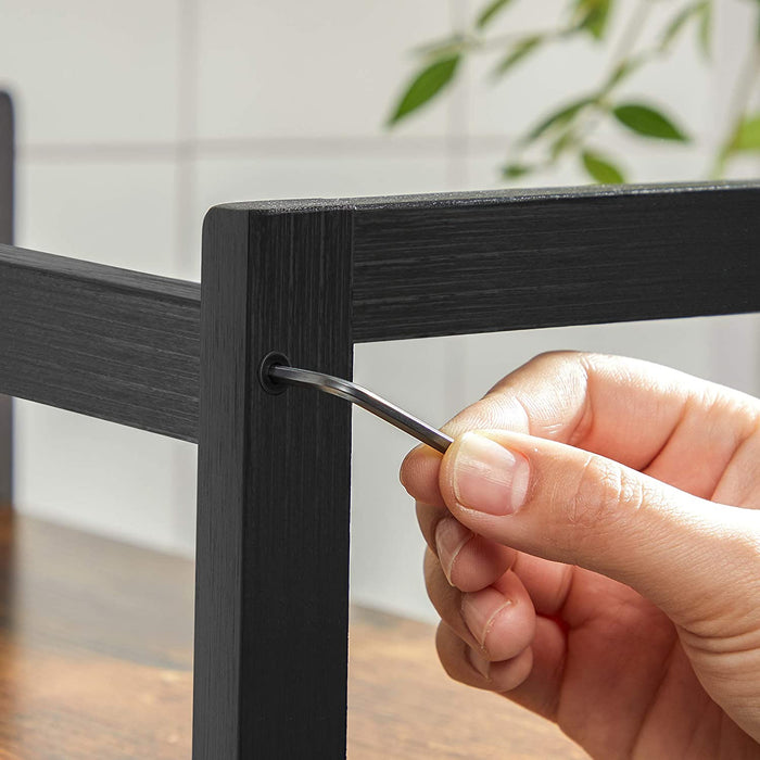 Gewürzregal mit 3 Ebenen, Küchenregal, Aufbewahrungsregal, für Arbeitsplatte, Bambusgestell, für Küche, Esszimmer, Büro, vintagebraun-schwarz