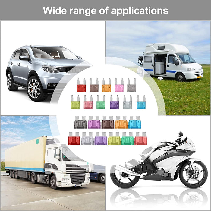 160Pcs Auto Sicherung Set, 96 Mini Flachsicherungen + 64 Standard sicherungen kfz + 1 Sicherungszieher - für PKW/Wohnmobil/LKW/Motorrad