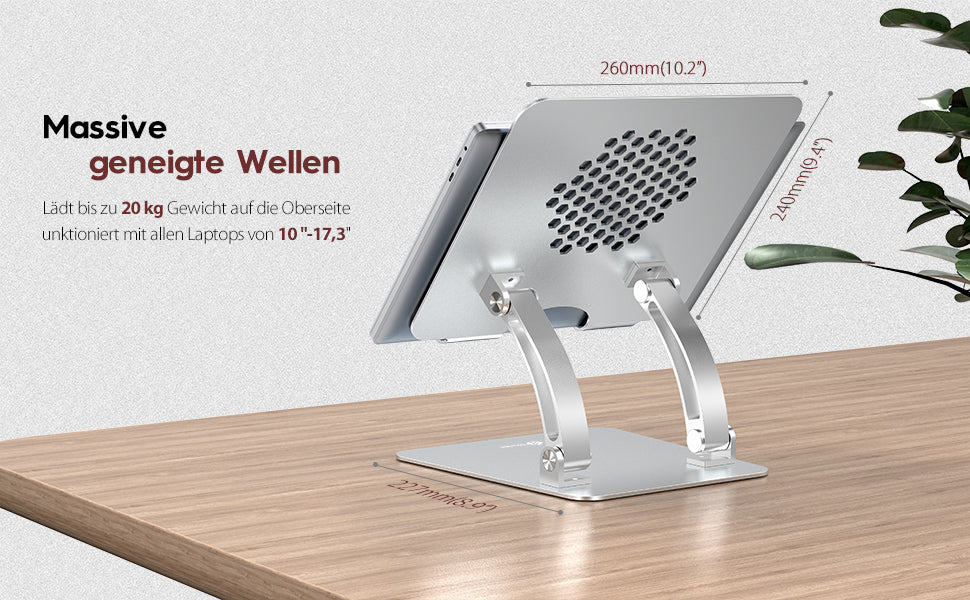 Laptop Ständer, Ergonomisch Notebook Ständer, Einstellbar Laptop Halterung Höhenverstellbar, Kompatibel für MacBook Pro/ Air, Dell, HP, Samsung