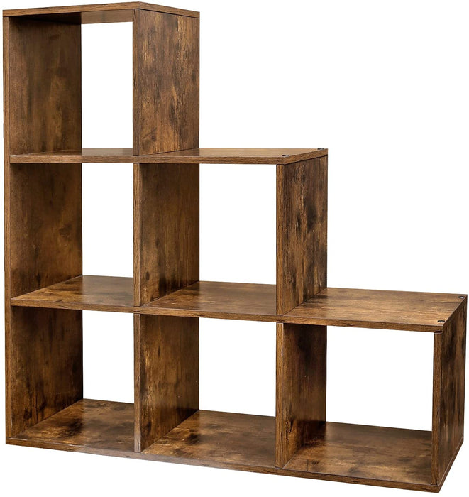 Treppenregal, Bücherregal mit 6 Würfeln, Standregal, Leiterregal, als Raumteiler, Würfelregal, freistehend, für Büro, Wohnzimmer, Schlafzimmer