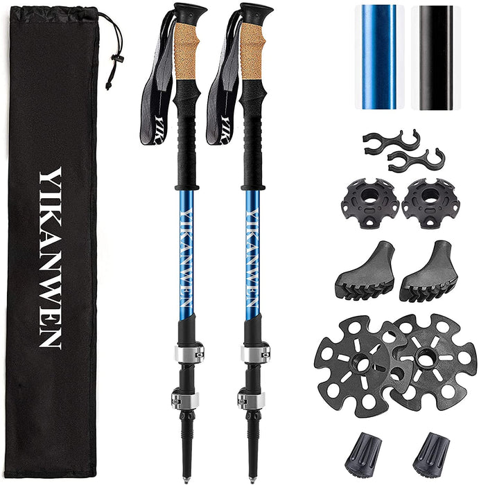 Aluminium Wanderstöcke, Trekkingstöcke Walking Stöcke ,höhen-verstellbare Teleskop Stöcke 110-130cm mit Korkgriff inkl. Zubehör | aus stabilem