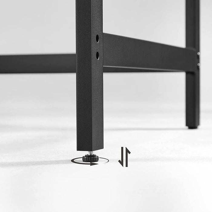 Schreibtisch, Computertisch, PC-Tisch, Bürotisch, mit 2 Ablagen auf der rechten oder linken Seite, fürs Büro, Wohnzimmer, Stahlgestell