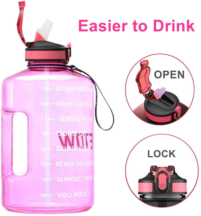 Sport-Trinkflasche, 1 Liter, Wasserflasche mit Strohhalm, ungiftig