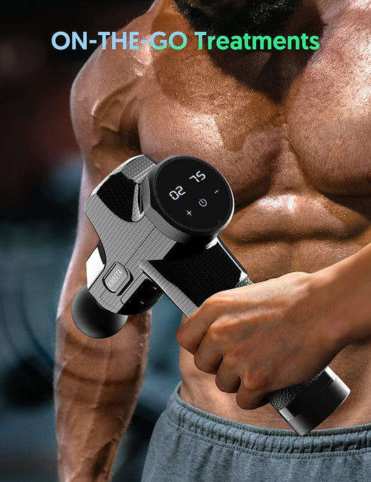 Massagepistole Massagegerät, Leistungsstarke 14MM Tiefengewebe Massage Gun 30 Geschwindigkeiten Massage Pistole Elektrisch mit 7 Köpfe