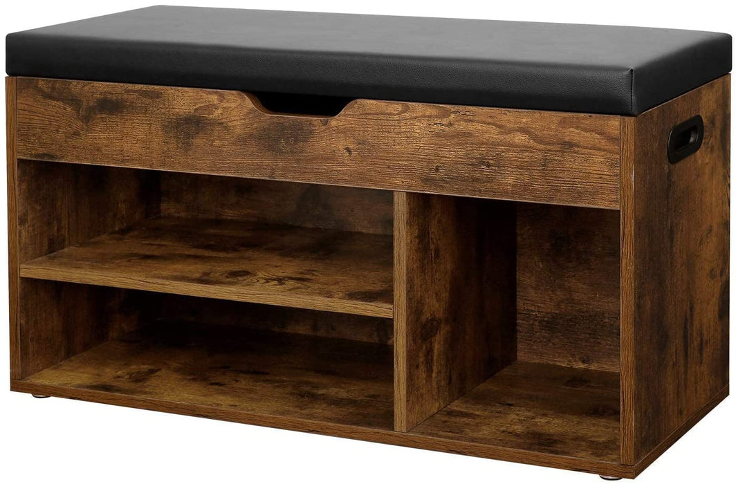 Schuhbank, Sitzbank, gepolstert, 3 offene Fächer, Stauraum unter der Sitzfläche, Schuhaufbewahrung, Flur, Wohnzimmer, Schlafzimmer, bis 150 kg