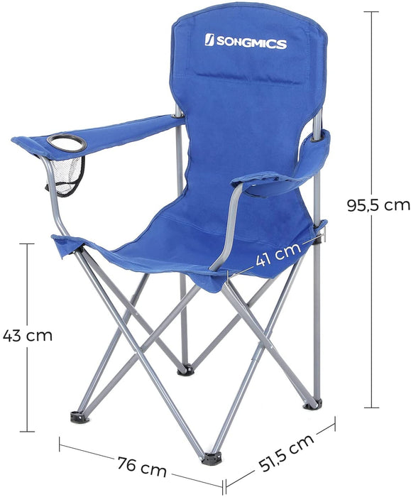 Campingstuhl, 2er-Set, klappbar, komfortabel, Klappstuhl mit robustem Gestell, bis 150 kg belastbar, mit Flaschenhalter, Outdoor Stuhl