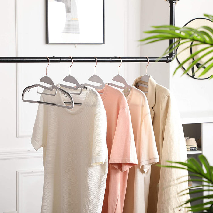 Kleiderbügel, 20 Stück, Anzugbügel aus Kunststoff, gut belastbar, S-Form-Öffnung, rutschfest, Dicke 0,5 cm, platzsparend, um 360° drehbarer Haken