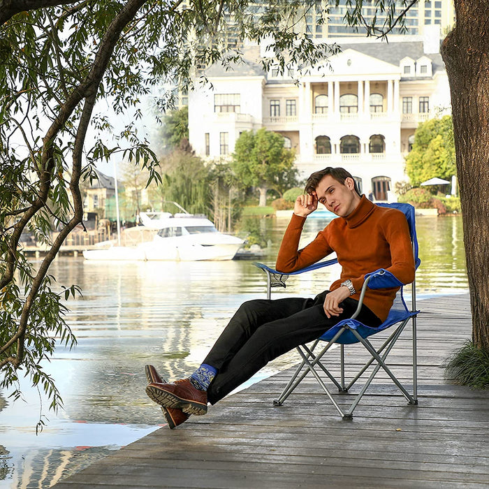 Campingstuhl, 2er-Set, klappbar, komfortabel, Klappstuhl mit robustem Gestell, bis 150 kg belastbar, mit Flaschenhalter, Outdoor Stuhl