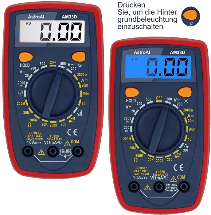 Digital Multimeter mit Ohm Volt Ampere Spannung Tester Messung von AC/DC Spannung, DC Strom, Widerstand, Diode, Kontinuität Messinstrument
