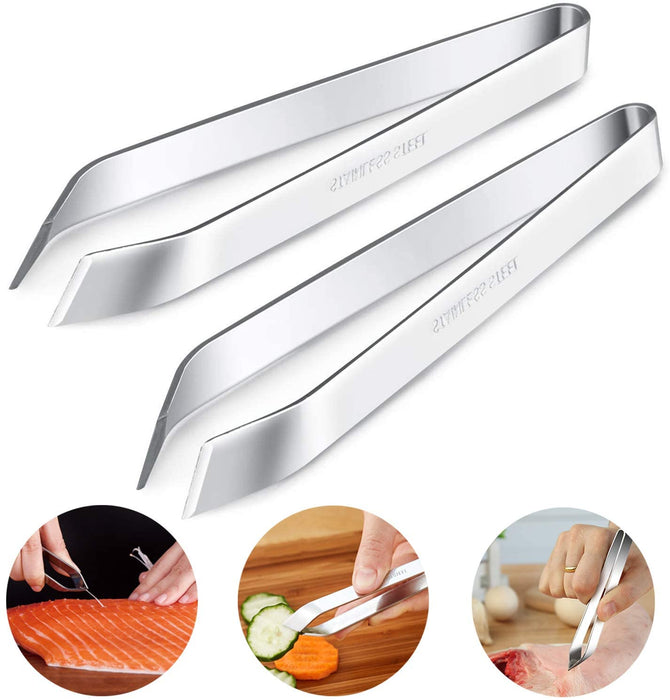 2 Stück Pinzette Edelstahl, Pinzetten Set und Fischgrätenzange - Grätenzange