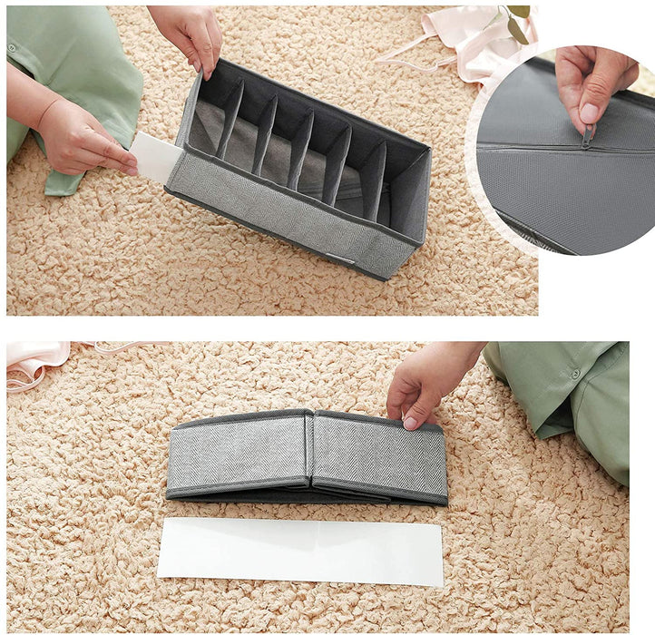 Aufbewahrungsboxen für Unterwäsche, 4er Set, Schubladen-Organizer, faltbar, Faltboxen, Stoffboxen, für Socken und Krawatten, Vliesstoff