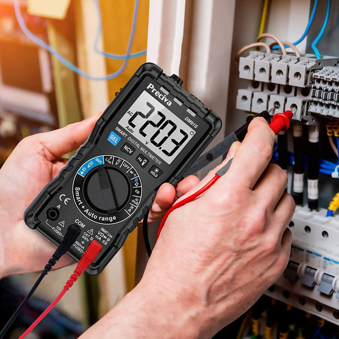Digitaler Multimeter, Preciva Digitales Mehrfachmessgerät Vielfachmessgerät mit Smart TEST und NCV TEST, Strommessgerät CAT Ⅲ 600 V