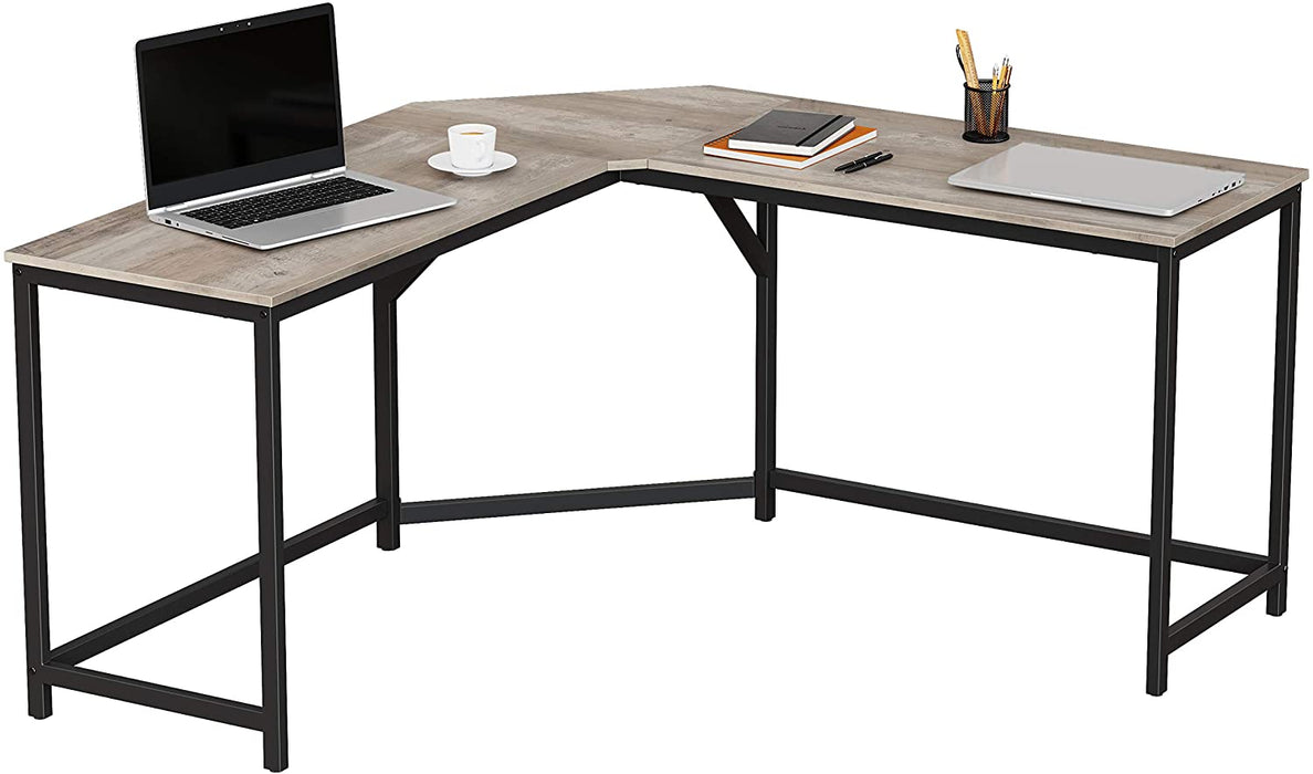 Eckschreibtisch, L-förmiger Computertisch, Bürotisch, Arbeitszimmer, Homeoffice, Gaming, platzsparend, einfache Montage, Industrie-Design, Greige