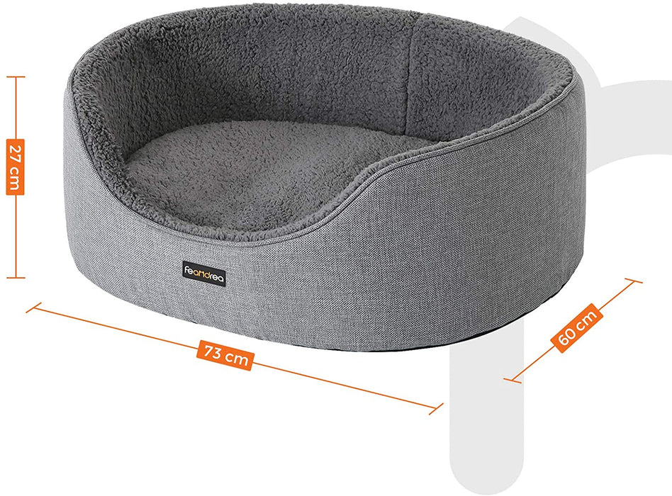 Hundebett, Hundekorb, Wendekissen, 73 x 60 x 27 cm, grau