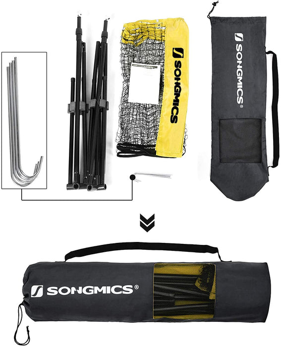 Badmintonnetz, Tennisnetz, höhenverstellbar, Set bestehend aus Netz, stabilem Eisen-Gestell und Transporttasche 3m