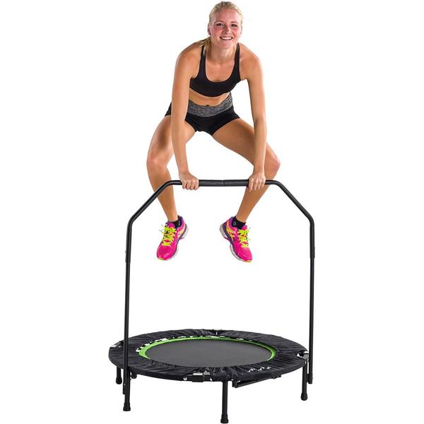 Fitness Trampolin faltbar & verstellbar - Trampolin Ø 104cm mit Stange und Randabdeckung/Jumping Fitness Trampolin/Rebounder