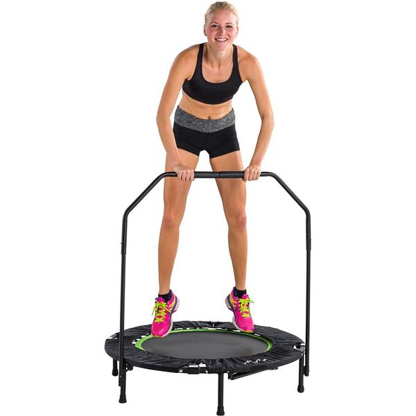 Fitness Trampolin faltbar & verstellbar - Trampolin Ø 104cm mit Stange und Randabdeckung/Jumping Fitness Trampolin/Rebounder
