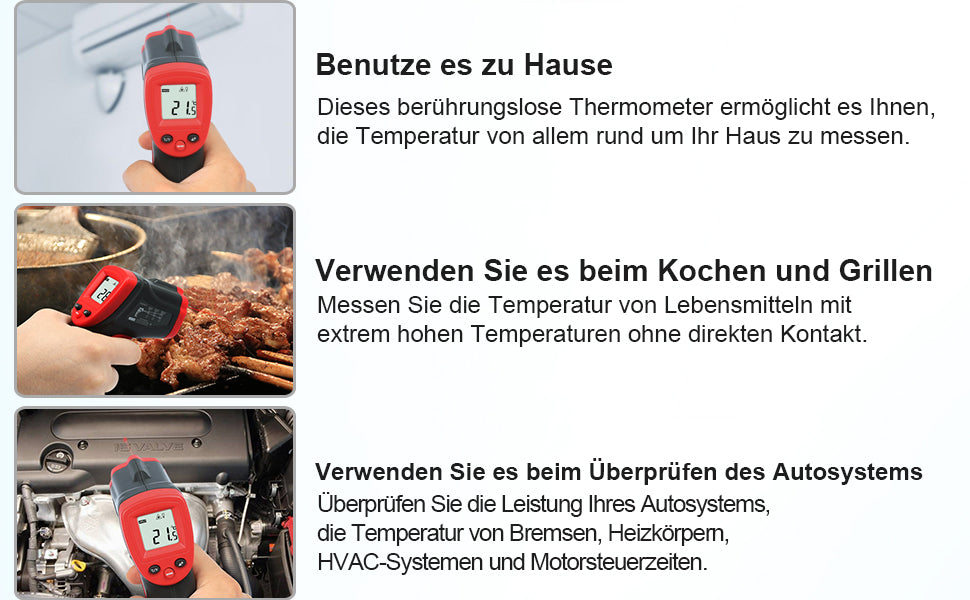 Infrarot Thermometer, IR-Laser Thermometer, Berührungslose -50°C-420°C (-58°F - 788°F),Digitale Temperaturpistole
