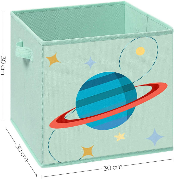 Aufbewahrungsbox kinder, 3er Set, Stoffboxen, 30 x 30 x 30 cm, Spielzeugbox, faltbar, mit 2 Griffen, für Kinderzimmer, Spielzimmer, Schlafzimmer, grün