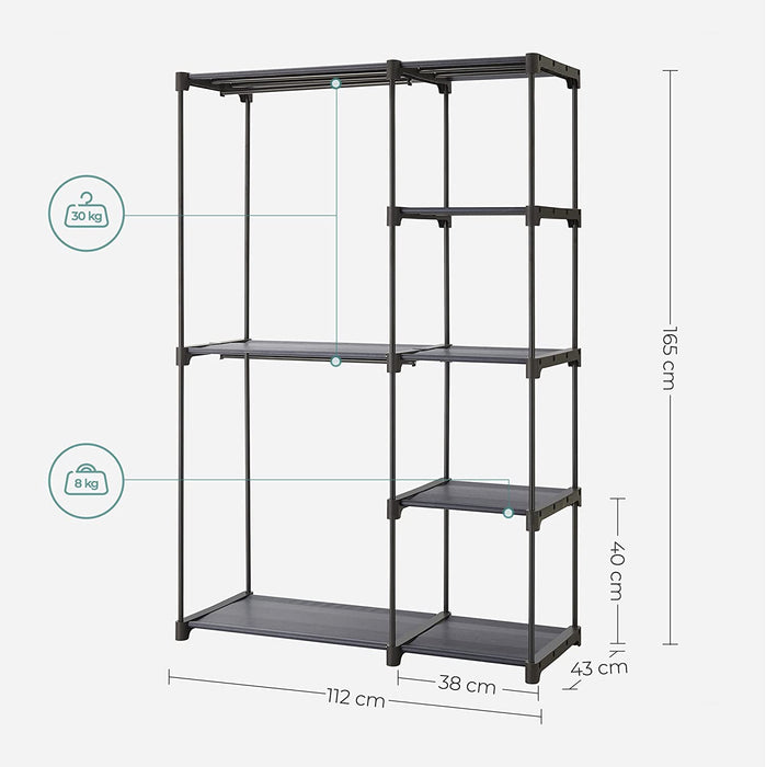 Kleiderschrank, freistehende Garderobe, faltbar, Kleiderständer mit Kleiderstangen, Garderobenständer, Aufbewahrung, Ankleidezimmer, Schlafzimmer
