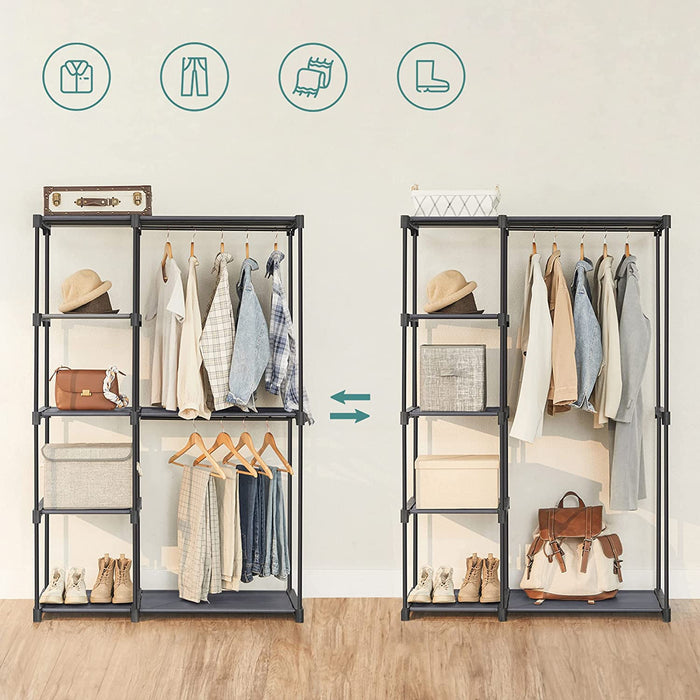 Kleiderschrank, freistehende Garderobe, faltbar, Kleiderständer mit Kleiderstangen, Garderobenständer, Aufbewahrung, Ankleidezimmer, Schlafzimmer