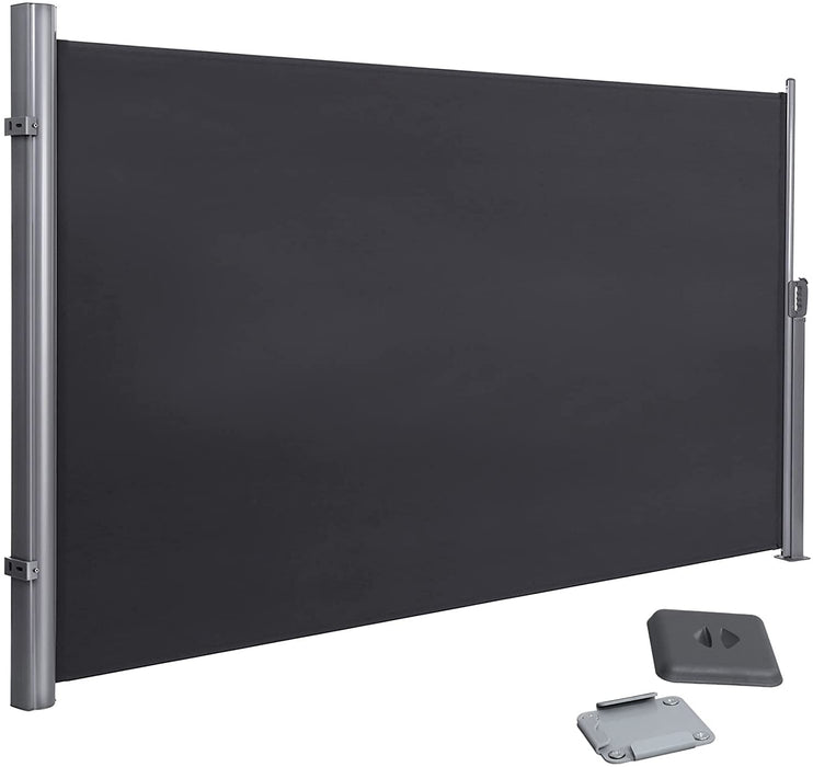 Seitenmarkise, ausziehbar, 160 x 300 cm, Sichtschutz, Sonnenschutz, Blickdicht, Seitenrollo, für Balkon, Terrasse, Garten, anthrazit
